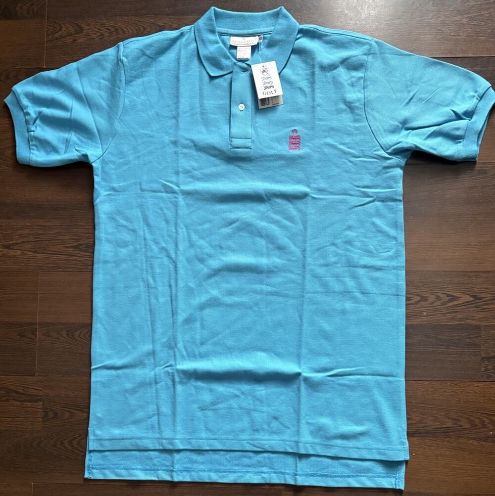 Kent & Curwen Golf Polo XL Turquoise NWT Lions 22x30